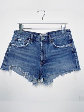 Agolde Dark Wash Parker Cut Off Denim Shorts